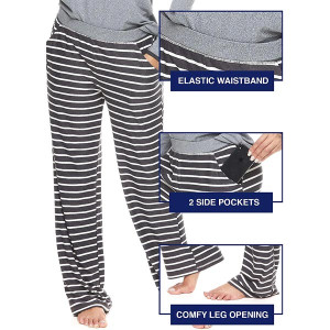 Womens Casual Long Sleeve Shirt and Pajama Pants Sleep Sleepwear Set